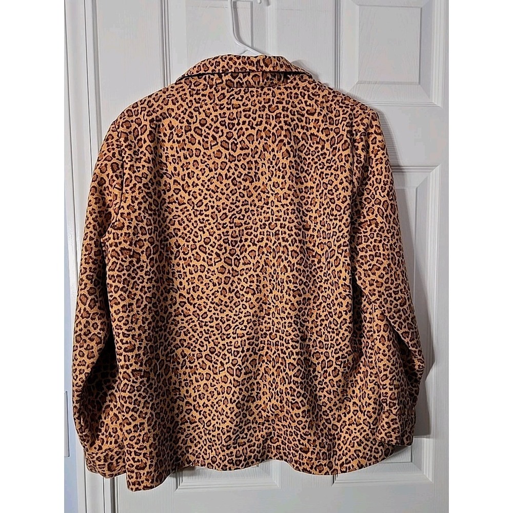 Ashlyn Kate Womans Zipup Leopard Jacket Size Large With Front Pocket - Picture 5 of 7